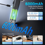Aspirapolvere portatile senza fili 4 in 1, 25.000 Pa, motore brushless, 2 livelli di aspirazione e ricarica USB-C