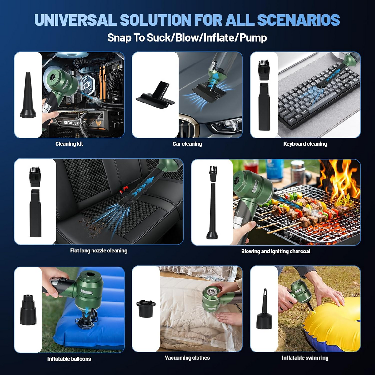 Aspiradora portátil inalámbrica 4 en 1, 25 000 Pa, 3 niveles, 6000 mAh, ligera y plegable, para pelo de mascotas, coche, casa y oficina