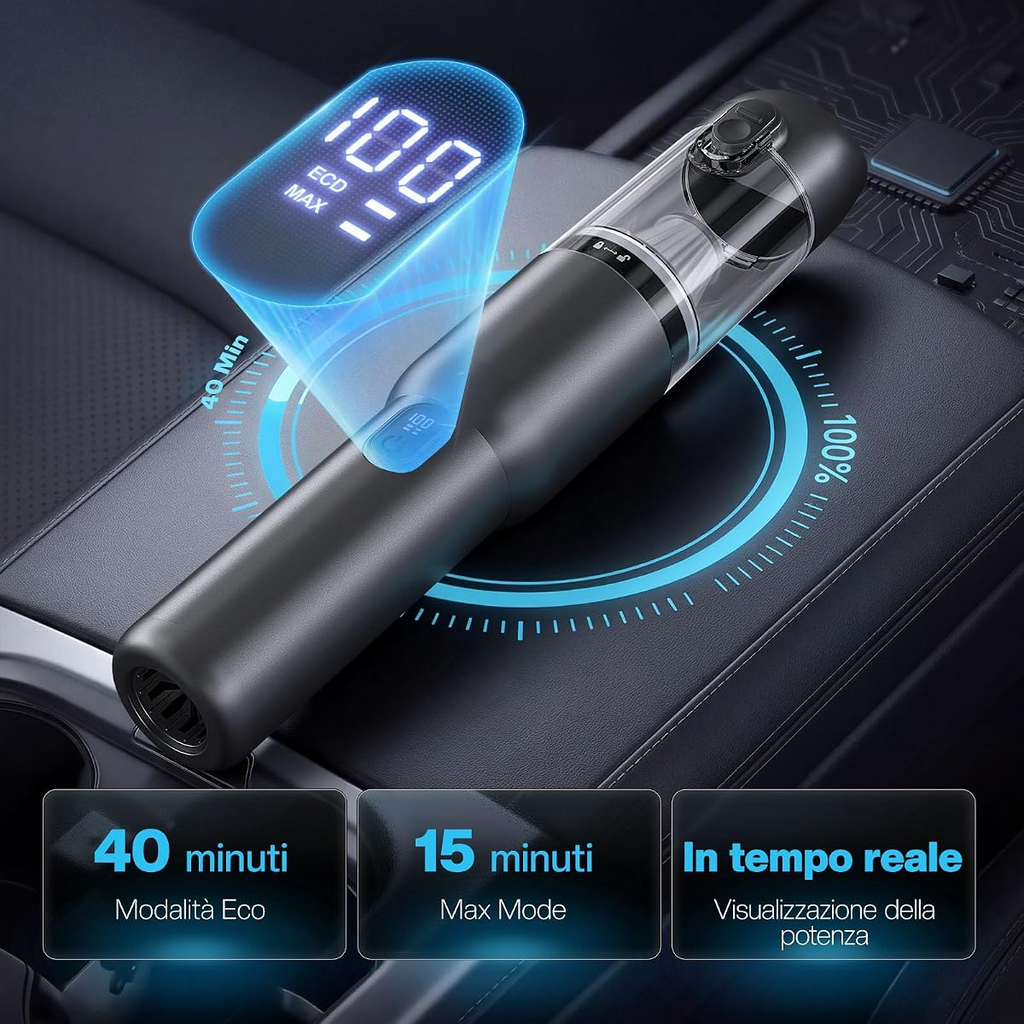 Aspiradora portátil inalámbrica para automóvil, 20 kPa, 4 en 1, motor sin escobillas, luz LED y carga USB-C, para coche, sofá, PC, hogar y oficina