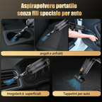 Aspiradora de mano portátil inalámbrica para automóvil, 27 000 Pa, 3 niveles de succión, con estuche rígido y manguera extensible