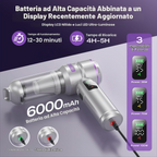 Aspirapolvere portatile senza fili 4 in 1 per auto, 28.000 Pa, 100 W, 3 livelli di potenza, display LCD e batteria da 6000 mAh