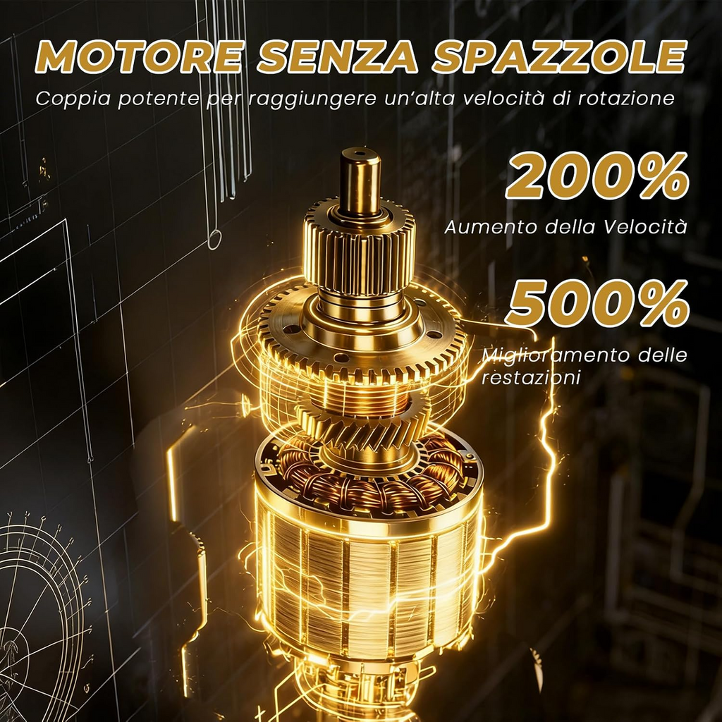 Aspirapolvere portatile senza fili per auto, 24 000 Pa, con funzione di aspirazione e soffiaggio e motore brushless, per cucina, auto, casa e peli di animali – Nero e oro