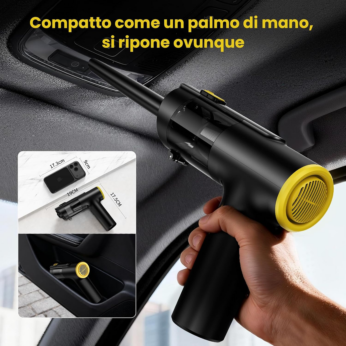 Aspirador portátil sem fios 3 em 1, 28 000 Pa, 120 W, com 7 acessórios, para automóvel, casa, escritório e pelos de animais