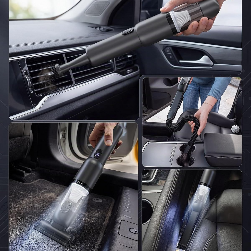 Aspiradora portátil inalámbrica para automóvil, 20 kPa, 4 en 1, motor sin escobillas, luz LED y carga USB-C, para coche, sofá, PC, hogar y oficina