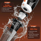 Aspiradora portátil inalámbrica 4 en 1 para coche, 12 kPa, motor sin escobillas de 45 000 rpm, 2 modos, batería de 6000 mAh y luz LED, para pelo, hogar, oficina y cocina