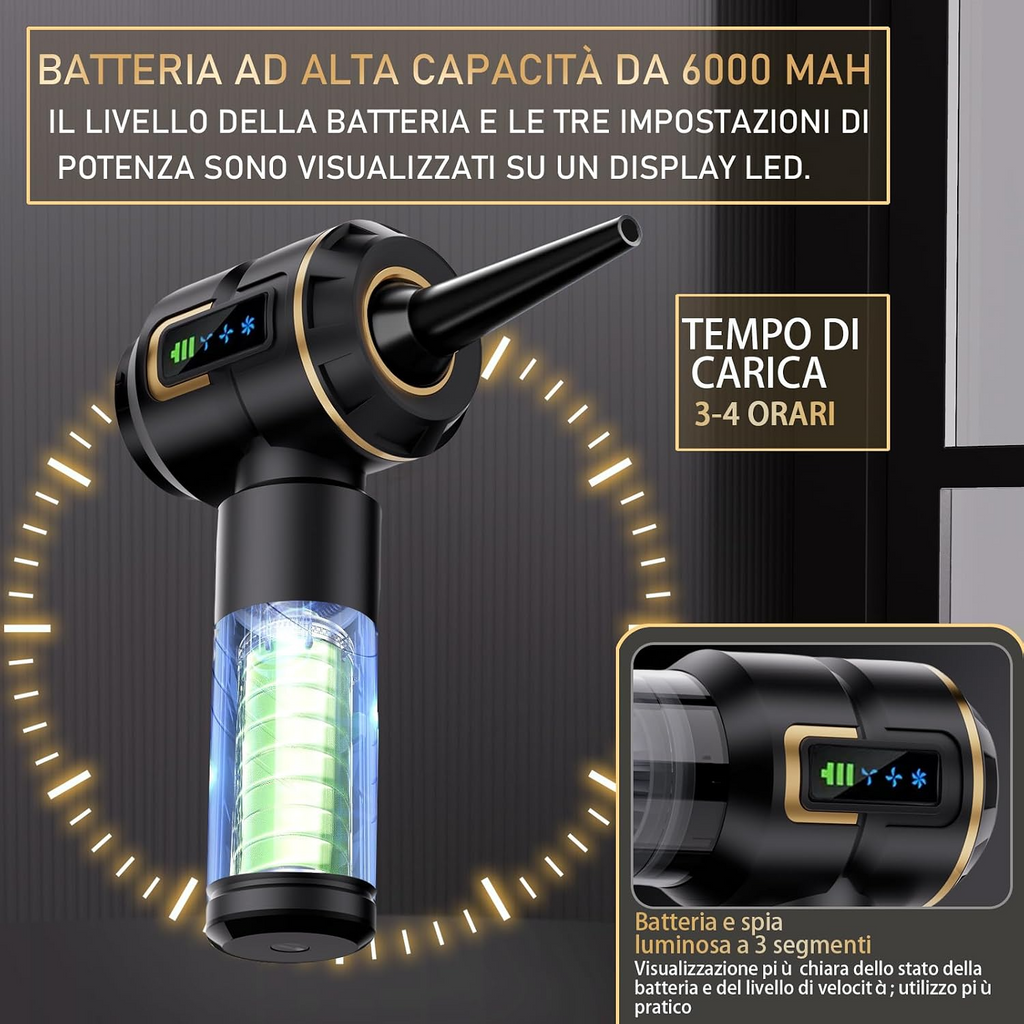 Aspiradora de mano portátil inalámbrica para automóvil, 27 000 Pa, 3 niveles de succión, con estuche rígido y manguera extensible