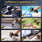 Aspirapolvere portatile senza fili 4 in 1, 25 000 Pa, 3 livelli, display LED e batteria da 6000 mAh per auto, casa e ufficio