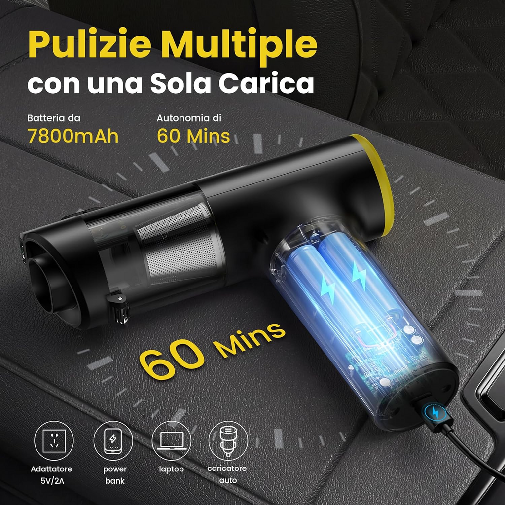 Aspirador portátil sem fios 3 em 1, 28 000 Pa, 120 W, com 7 acessórios, para automóvel, casa, escritório e pelos de animais