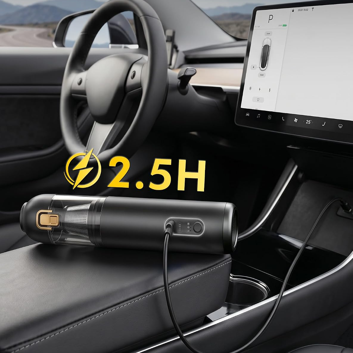 Aspirapolvere portatile senza fili 4 in 1, 20.000 Pa, 3 livelli di potenza, ricarica rapida USB-C – Dorato