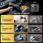 Aspirapolvere portatile senza fili 4 in 1, 25 000 Pa, 3 livelli, display LED e batteria da 6000 mAh per auto, casa e ufficio